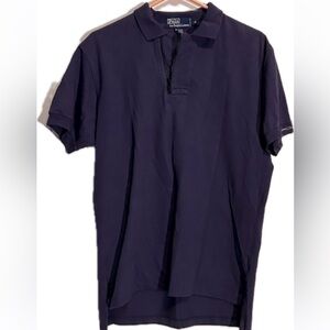 Polo by Lauren Ralph Navy Blue Short Sleeve Polo Shirt with Zip Collar Medium